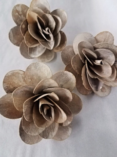 Wooden rose 8 cm Stonewash white loose